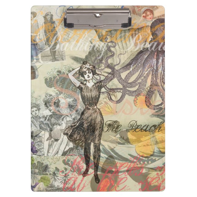 Carpeta De Pinza Octopus Beach Antique Coastal Steampunk (Anverso)