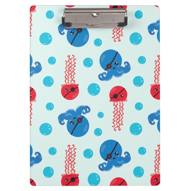 Carpeta De Pinza Octopus pirata, medusas piratas, animales marinos (Anverso)
