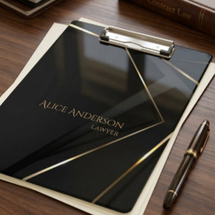 Carpeta De Pinza Oficina abstracta de abogado elegante de oro negro