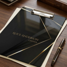 Carpeta De Pinza Oficina abstracta de abogados elegante en oro negr