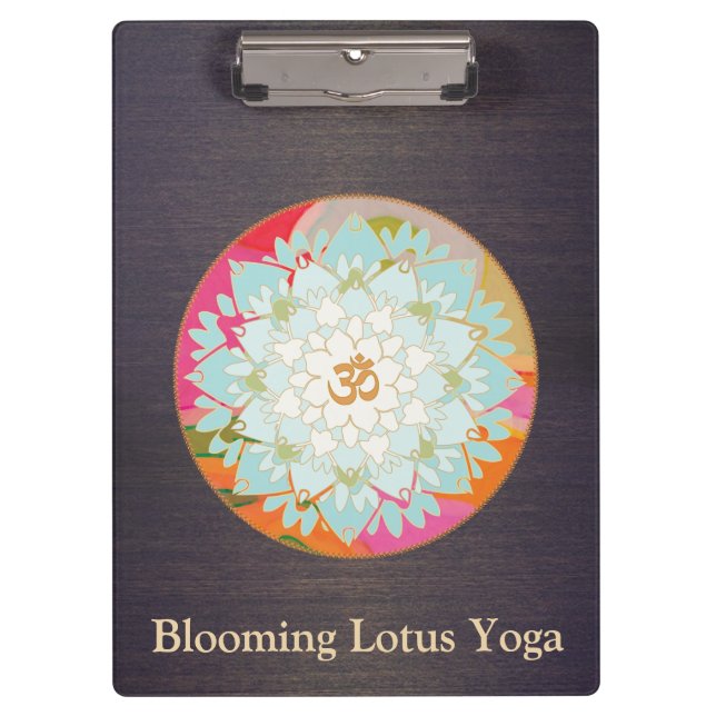 Carpeta De Pinza Om Lotus Floral Mandala Wood (Anverso)