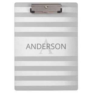 Carpeta De Pinza Ombre de rayas plateado contemporáneo y gris