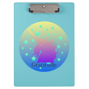 Carpeta De Pinza Ombre unicornio con gratitud de palabra