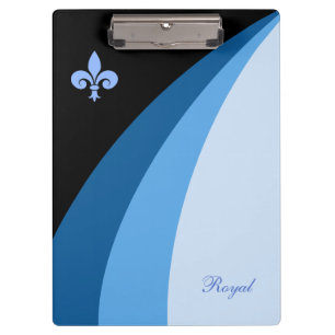 Carpeta De Pinza Ondas abstractas en tonos azules y fleur de lis