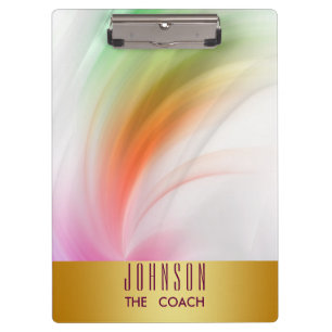Carpeta De Pinza Ondas de arcoiris con insignia de oro pintadas con
