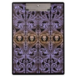 Carpeta De Pinza Ornamento púrpura de gótico con cráneo