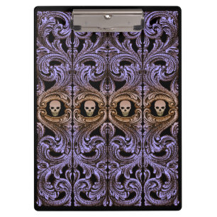 Carpeta De Pinza Ornamento púrpura de gótico con cráneo