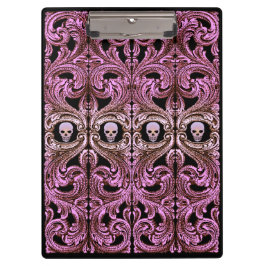 Carpeta De Pinza Ornamento rosa gótico con cráneo