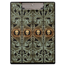 Carpeta De Pinza Ornamento verde sabio del gótico con cráneo