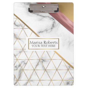 Carpeta De Pinza Oro de mármol y oro rosa Diseño de lujo