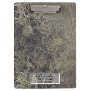 Carpeta De Pinza Oro Negro Brillo Granito Glam Personalizado