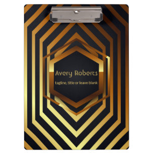 Carpeta De Pinza Oro negro clásico Elegante Geométrico profesional