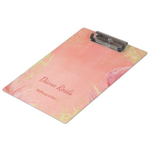 Carpeta De Pinza Oro rosa brillo nombre personalizado