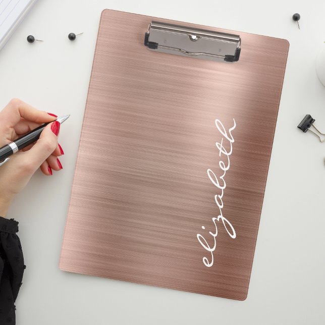 Carpeta De Pinza Oro Rosa Metálico Personalizado Script de Firma (Subido por el creador)