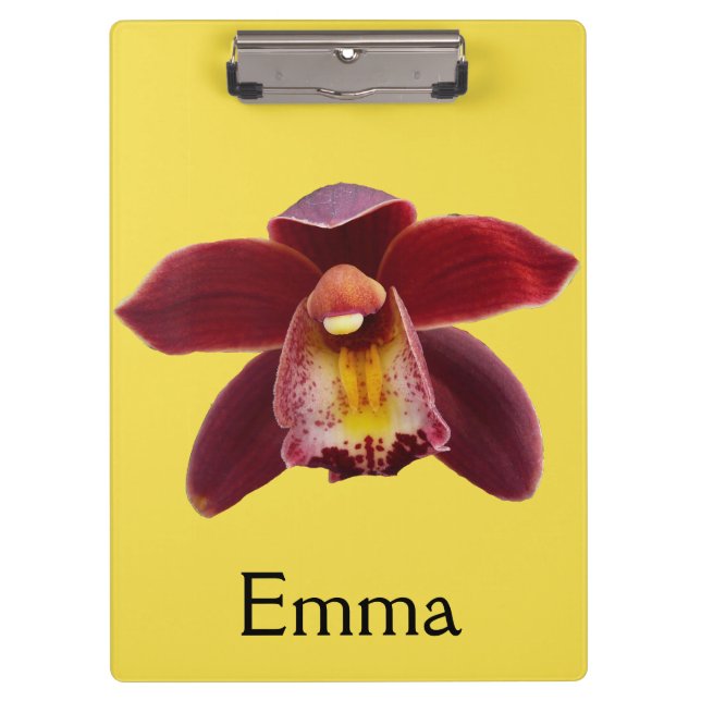 Carpeta De Pinza Orquídeas Maroon I Hermosa Floral Roja (Anverso)