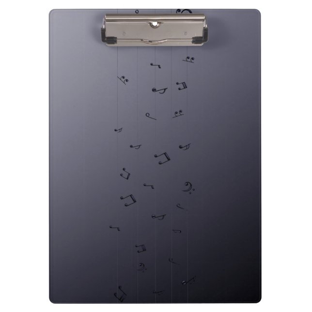 Carpeta De Pinza Oscuro Ombre Musical Notes Gray (Anverso)