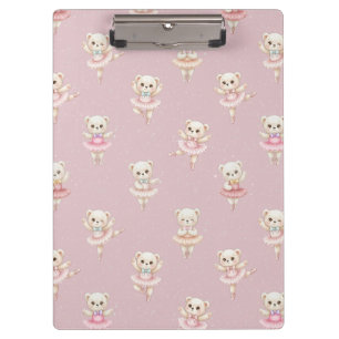 Carpeta De Pinza Osito bailarina rosa patrón continuo 