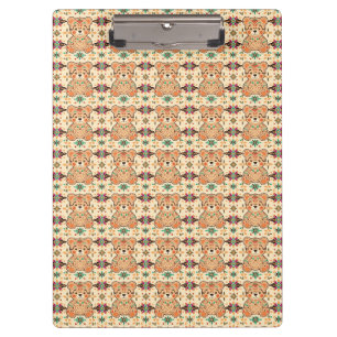 Carpeta De Pinza Osito de Arte Popular Boho Patrón Continuo