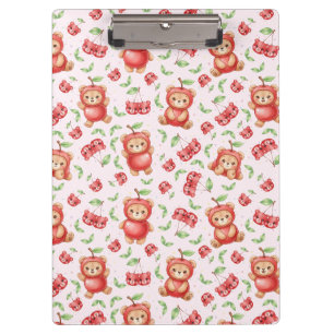 Carpeta De Pinza Oso de Cereza Adorable y Patrón Continuo de Frutas