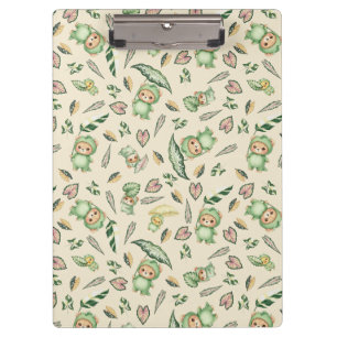 Carpeta De Pinza Oso de dinosaurio lindo y patrón continuo de hojas