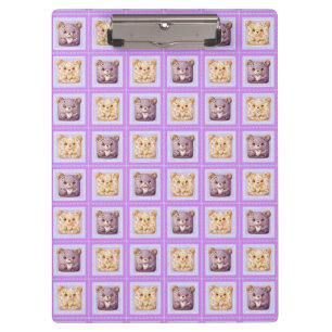 Carpeta De Pinza Oso de galleta de mosaico de lavanda azul adorable