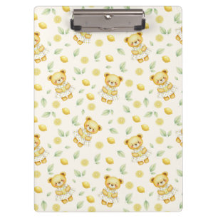 Carpeta De Pinza Oso de limón lindo y patrón continuo de limonada