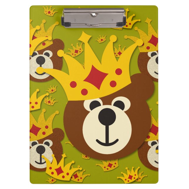 Carpeta De Pinza Oso de peluche sonriente con corona (Anverso)
