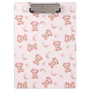Carpeta De Pinza Oso Dormilón Adorable con Luna y Estrellas Sin Cos