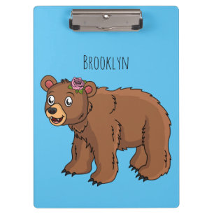 Carpeta De Pinza Oso dulce con ilustracion personalizado de flores