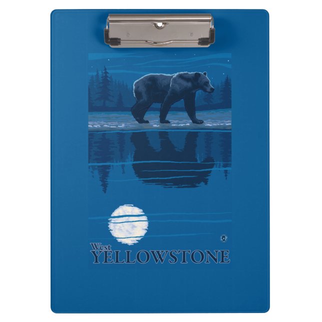 Carpeta De Pinza Oso en claro de luna - Yellowstone del oeste, (Anverso)