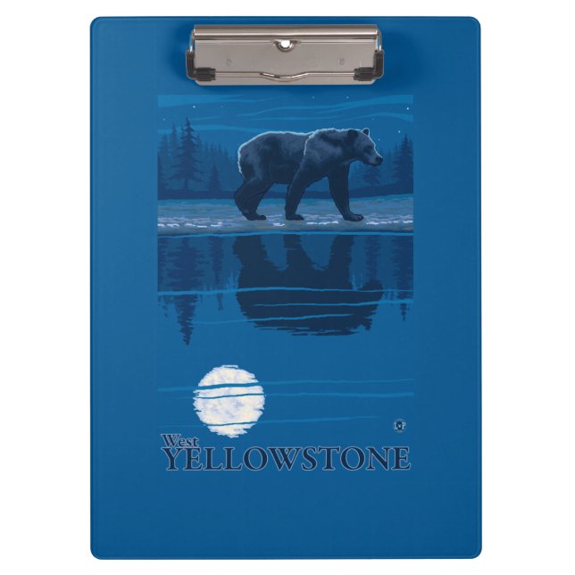 Carpeta De Pinza Oso en claro de luna - Yellowstone del oeste, (Anverso)