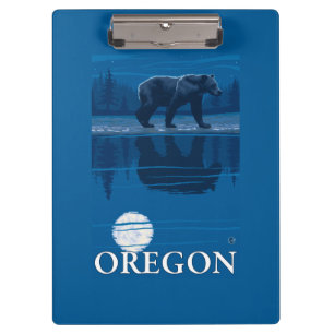 Carpeta De Pinza Oso en poster del viaje del vintage del claro de