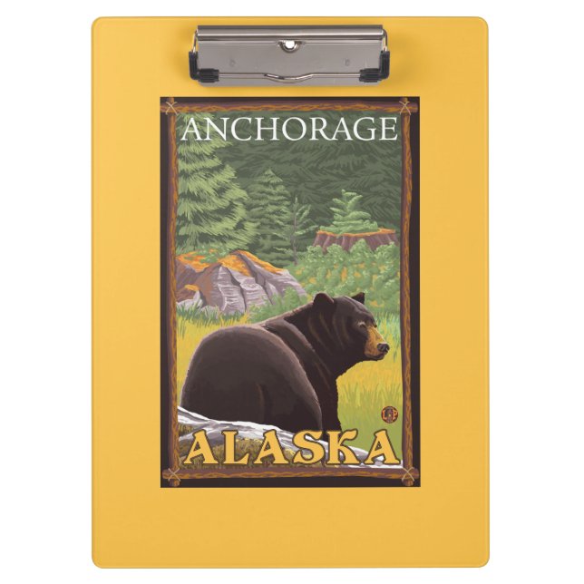 Carpeta De Pinza Oso negro en el bosque - Anchorage, Alaska (Anverso)