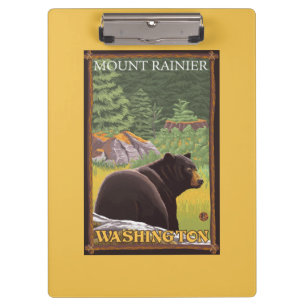 Carpeta De Pinza Oso negro en el bosque - el Monte Rainier,