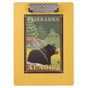 Carpeta De Pinza Oso negro en el bosque - Fairbanks, Alaska