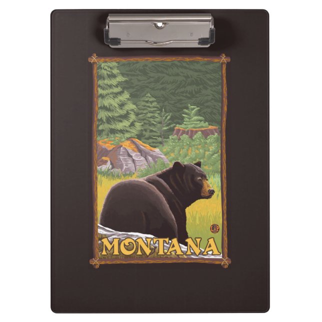 Carpeta De Pinza Oso negro en el bosque - Montana (Anverso)