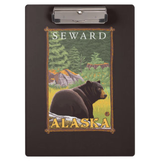 Carpeta De Pinza Oso negro en el bosque - Seward, Alaska