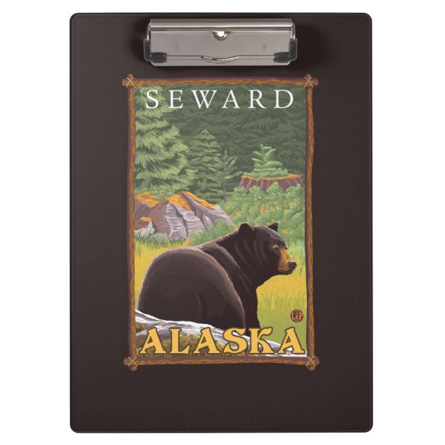 Carpeta De Pinza Oso negro en el bosque - Seward, Alaska (Anverso)