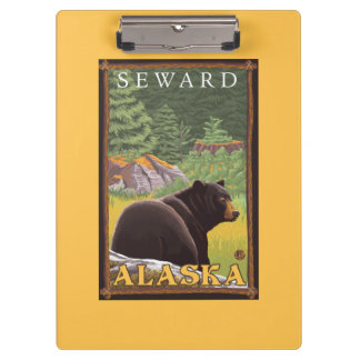 Carpeta De Pinza Oso negro en el bosque - Seward, Alaska