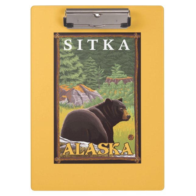 Carpeta De Pinza Oso negro en el bosque - Sitka, Alaska (Anverso)