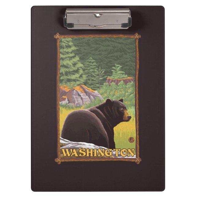 Carpeta De Pinza Oso negro en el bosque - Washington (Anverso)