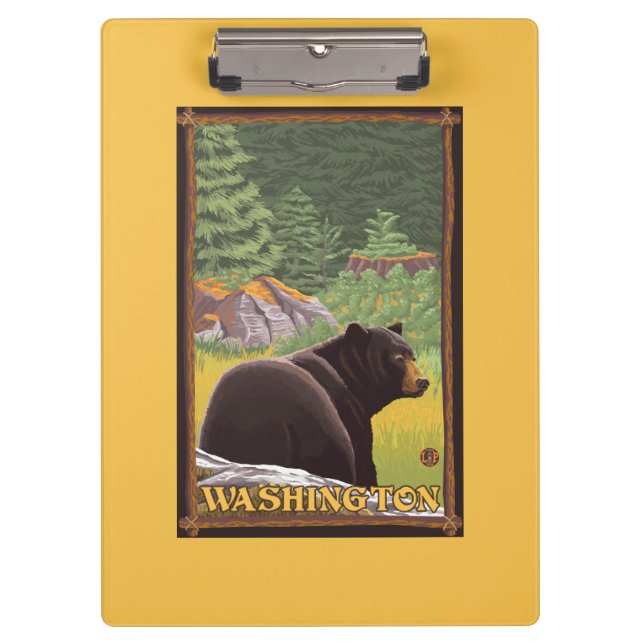Carpeta De Pinza Oso negro en el bosque - Washington (Anverso)