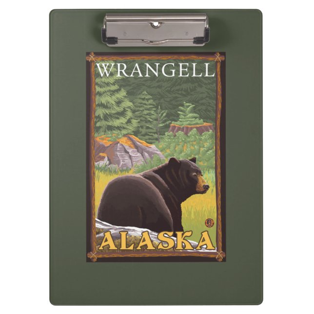 Carpeta De Pinza Oso negro en el bosque - Wrangell, Alaska (Anverso)