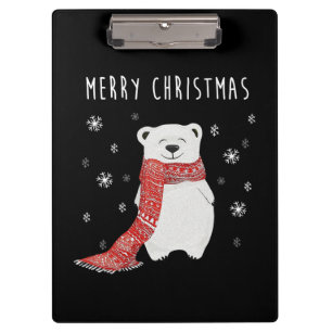 Carpeta De Pinza Oso polar lindo Feliz Navidad