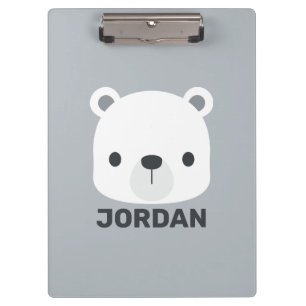 Carpeta De Pinza Oso polar pequeño y corto con nombre personalizado