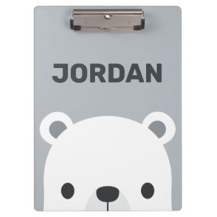 Carpeta De Pinza Oso Polar Pequeño y Lindo con Nombre Personalizado