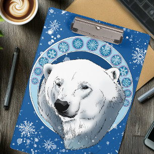 Carpeta De Pinza Oso polar Snowflakes Art Nouveau