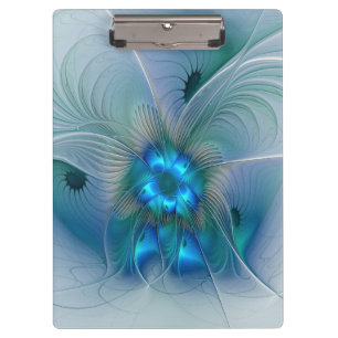 Carpeta De Pinza Ovejas en pie, abstracto fractal turquesa azul