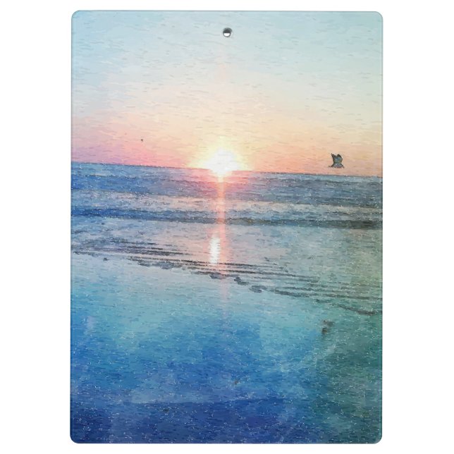 Carpeta De Pinza Pacific Beach Sunset Watercolor (Reverso)