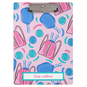 Carpeta De Pinza Paddle de pelota y bolas Personalizado rosado